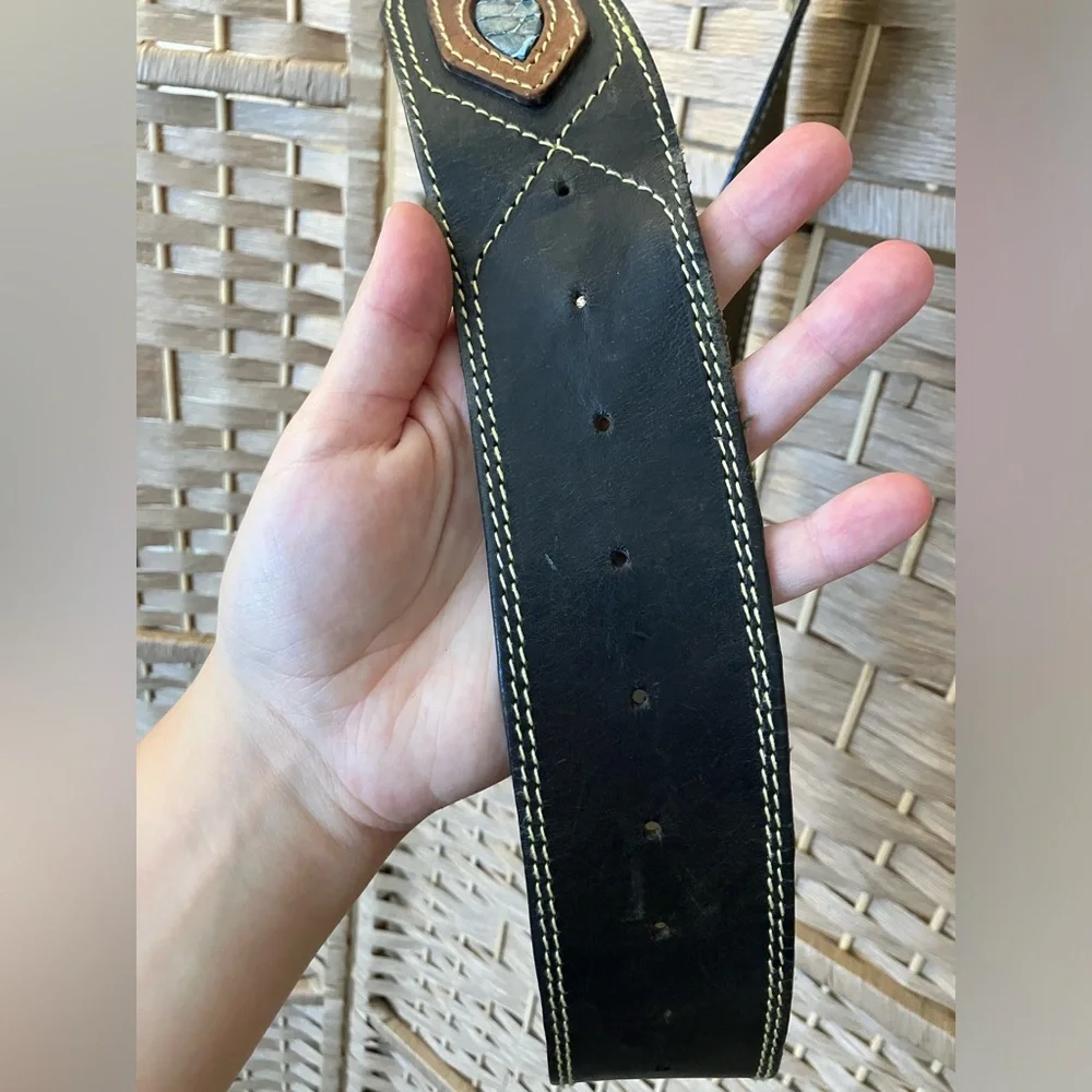 Vintage BluTang Leather & Reptile Skin Wide Belt